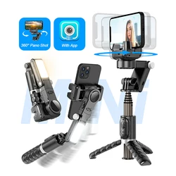 Gimbal Wireless Foldable Vlogging Stabilizer Auto Face Tracking With App Selfie Stick Tripod With Led Fill Light Beauty Lamp Q18