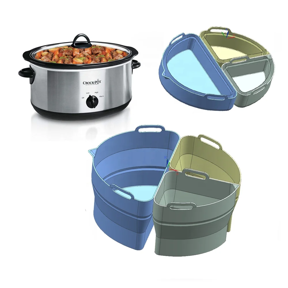 Новинка Лидер продаж складной внутренний Силиконовый разделительный вкладыш для кастрюли 6QT горшок медленной плиты 2 или 3