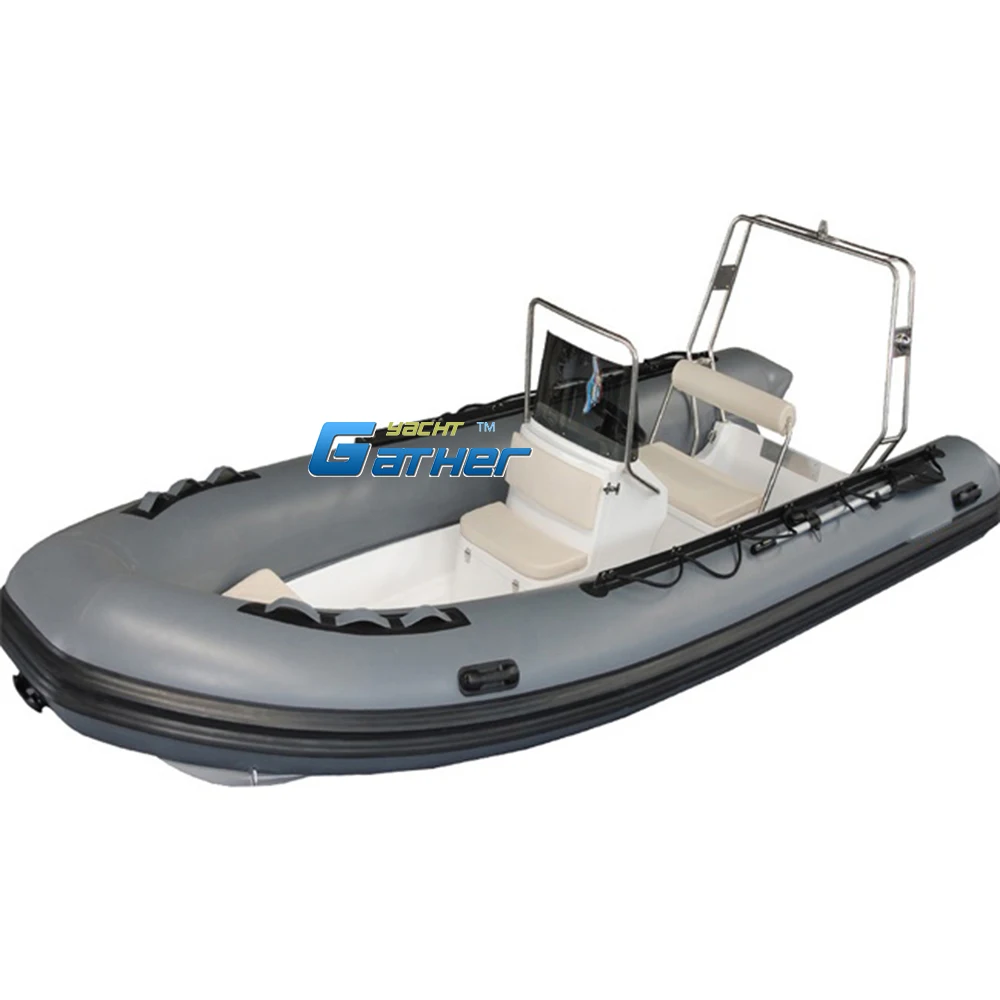 17ft Глубокий V-Стекловолоконный корпус Hypalon/PVC RIB520A надувная лодка с консолью сиденьем и перекладиной для рыбалки