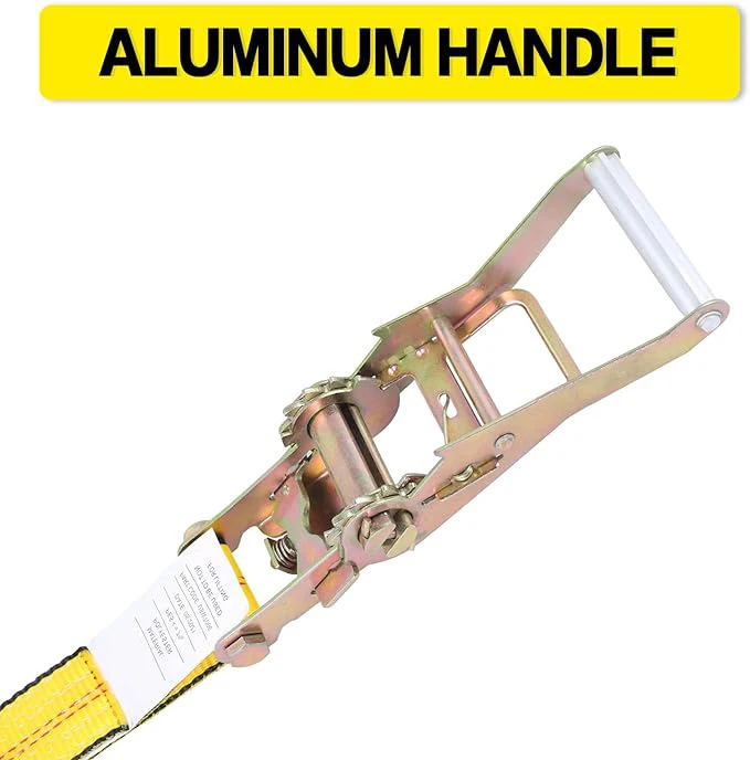 Heavy Duty  Polyester 2' Winch Strap With Wire Hooks With Covering   Cargo Winch Strap