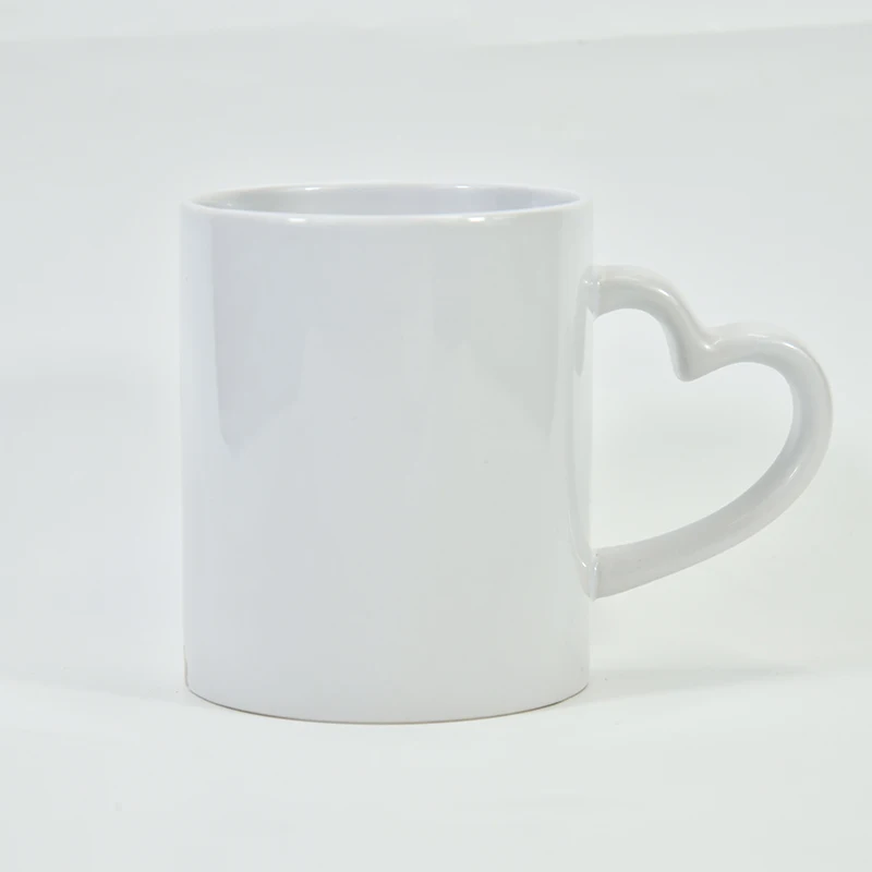 USA warehouse 11oz White Blank Sublimation Ceramic Mug Coffee Cup with Heart Shape Handle