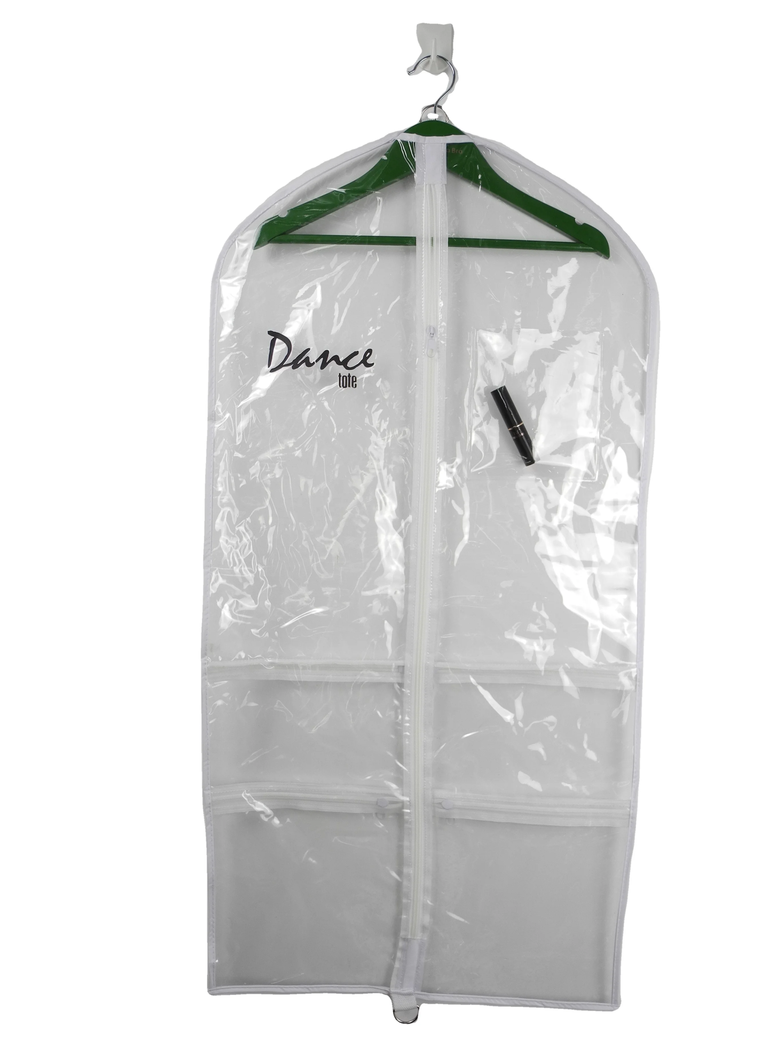 clear pvc dance costume garment bag with pockets dance garment bag personalized Clear Garment Bag with ID Pocket