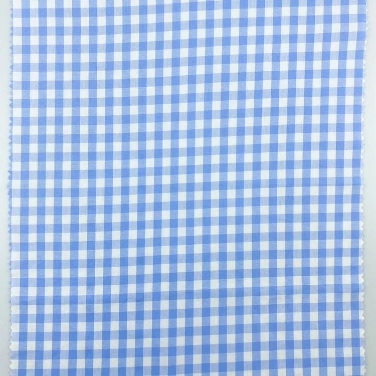 Hot sale popular wocen 100% cotton white blue plaid check yarn dyed gingham shirting uniform fabric