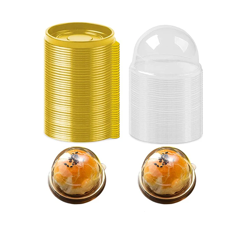 Reusable Mini Cupcake Containers Clear Plastic Moon Cake Packaging Cake Box with Dome Lid