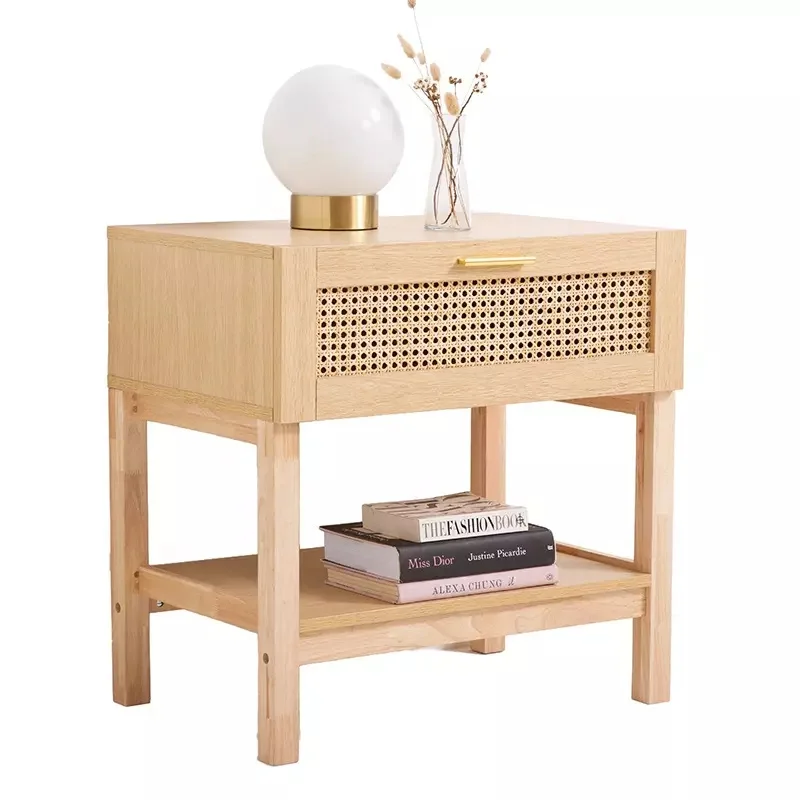 High quality family furniture Modern Nordic rattan bedside table Sofa side table