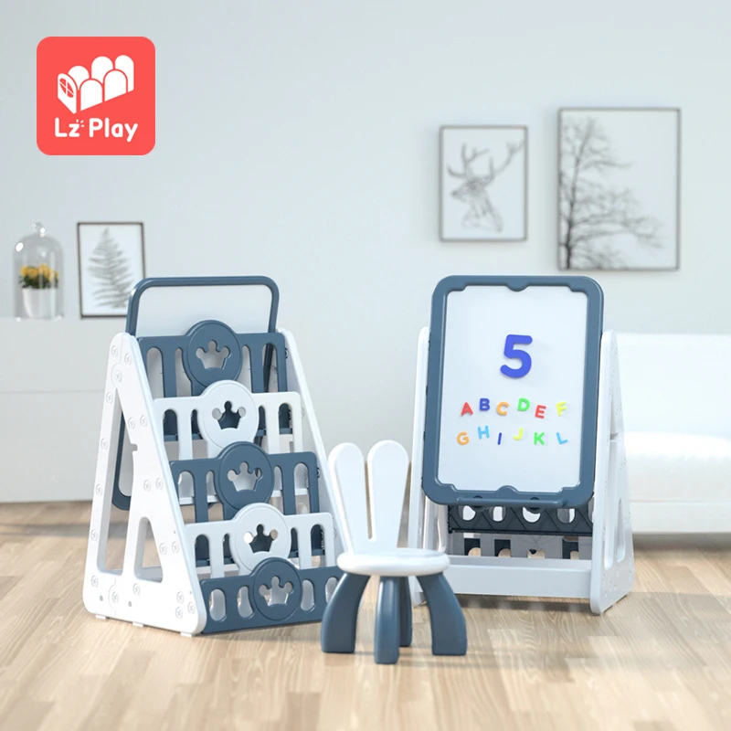 
LZplay customized portable multifunctional kindergarten furniture plastic kids bookshelf 