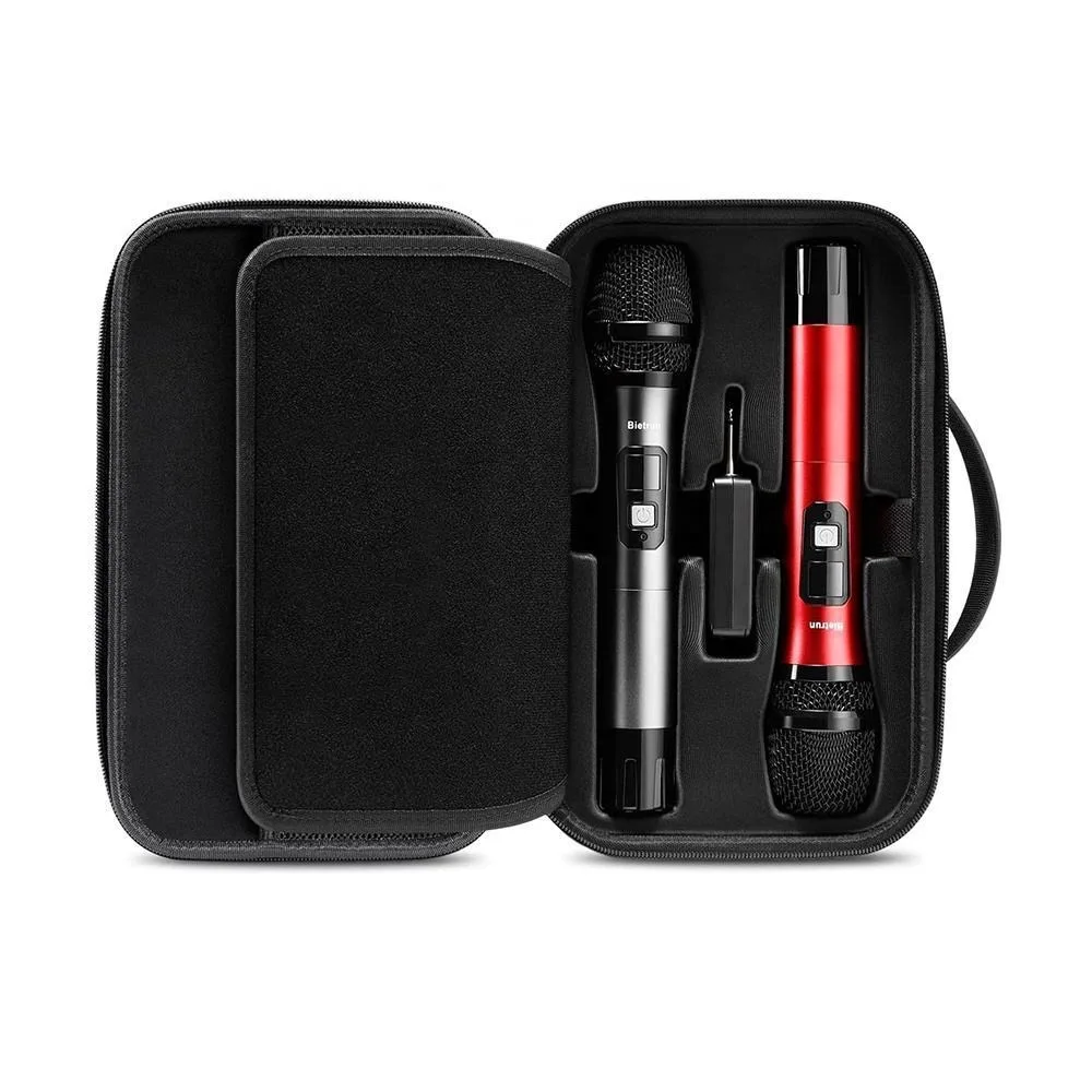 Solid Material Wireless Mic Case Designed with Microphone Placement Parts Hard EVA Case for Handheld Microphone Travel Case