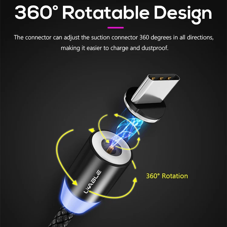 
360 Degree Nylon Braided Magnetic Charging Cable 