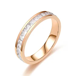 Aug jewelry hot selling wholesale popular small square zircon titanium steel diamond ring stainless steel couple ring