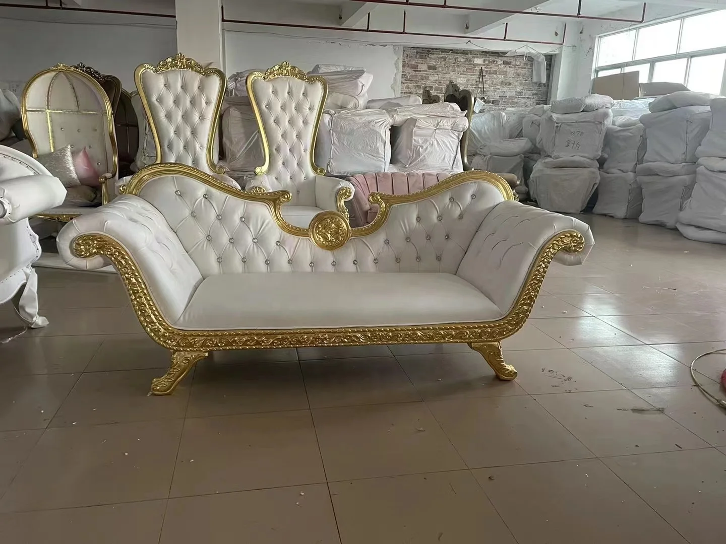 Royal wedding bride and groom wooden king throne sofa for sale