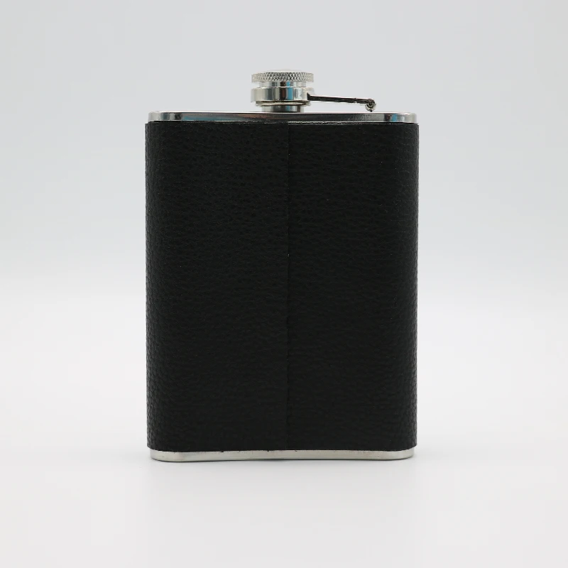 China Suppliers Leather Wrapped Custom Design SS Hip Flask Gift Set  With Cup And Free Funnel