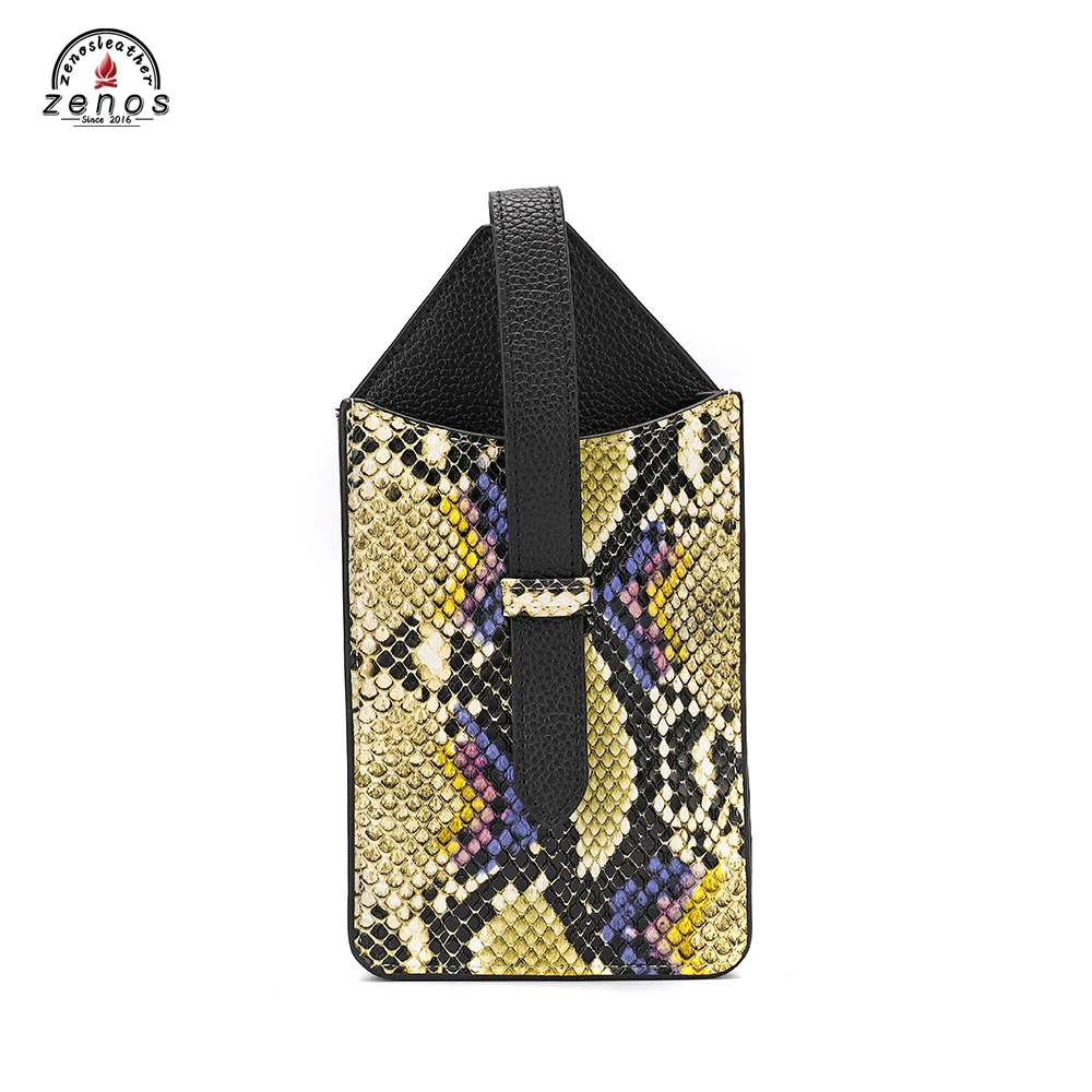 
 Zenos, китайские поставщики, оптовая цена, змеиная кожа, узор, смешанный личи, стильные сумки для мобильных телефонов с цепным ремешком  