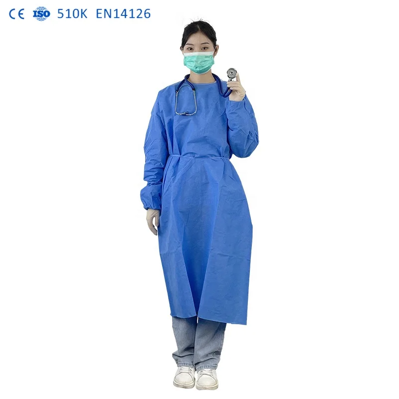 Factory Stock ASTM F1671 disposable lab coat waterproof 510k waterproof level 3 gown Waterproof Blood-Proof for Inpatient Wards