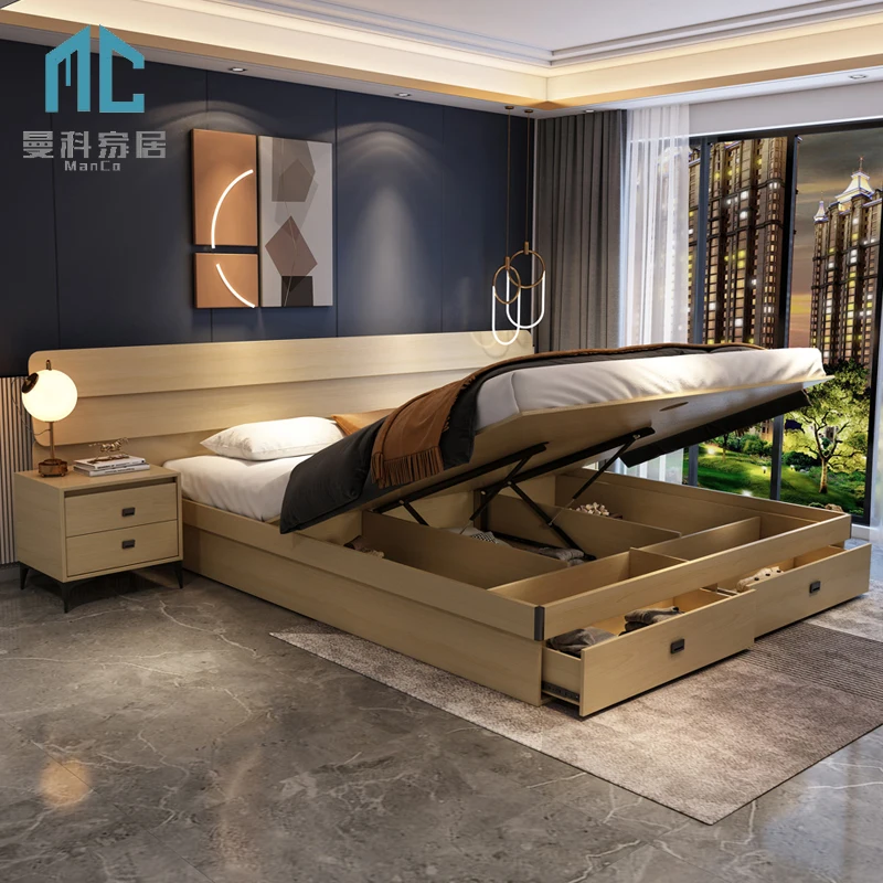  Wholesale Factory Cheap Double Luxury Simple Fabric Smart Bed