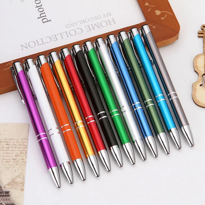 High Quality 1mm Fine Point Black Click Advertising Metal Ballpoint Pen Custom Logo Business Body Type for Promotions Wholesale