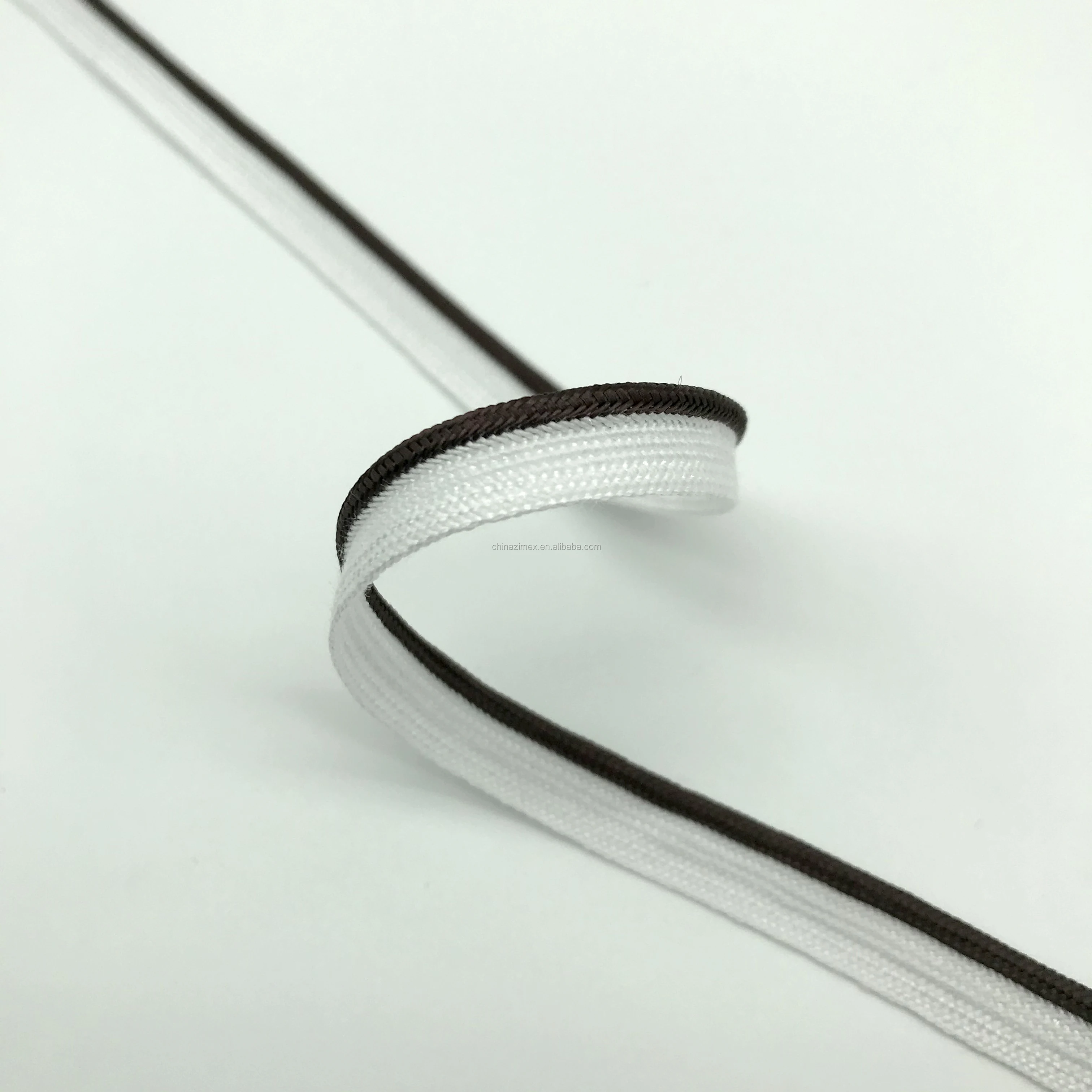 
9mm black coffee color piping cord with white tape for edge sewing decoration 