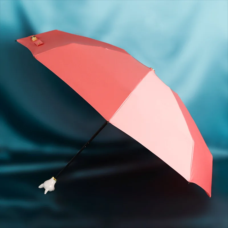 Cat Head Handle Quality Promotional Gifts 5 Fold Mini Pocket Women Umbrella