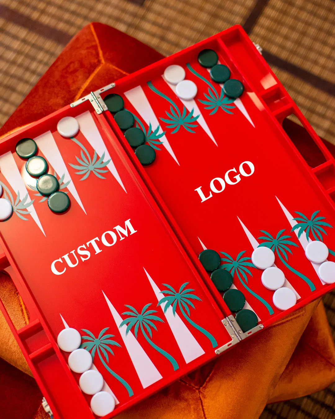 Custom Luxury Perspex Board Backgamon Mini Set Acrylic Red Backgammon Game Wholesale Manufacturers