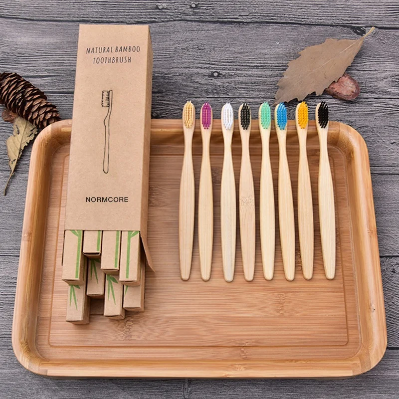 Wholesale BPA Free Nylon Bamboo Corn Fiber Soft Bristle Eco-friendly Biodegradable Tooth Brush Charcoal Bamboo Toothbrush