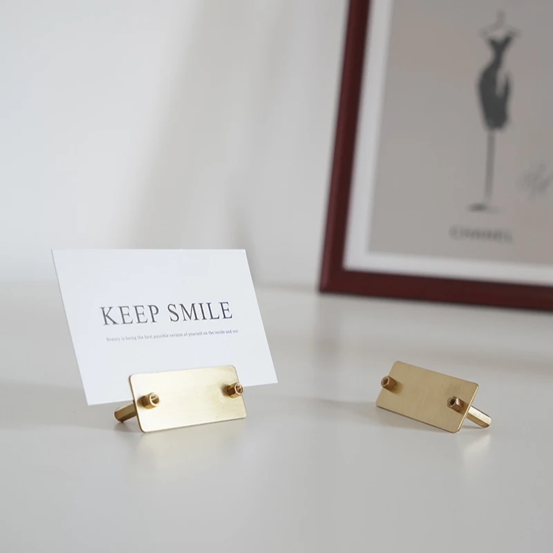 Maxery Creative Photo Postcard Photo Holder Business Card Base Display Stand  Nordic Style Retro Brass Card Base