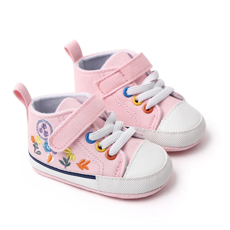 New Arrival Baby Girls Shoes Fashion Trend Embroidery Baby Canvas Shoes 2022