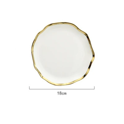 nordic luxury simple creative irregular rice bowl household gold rim dinnerware set restaurant