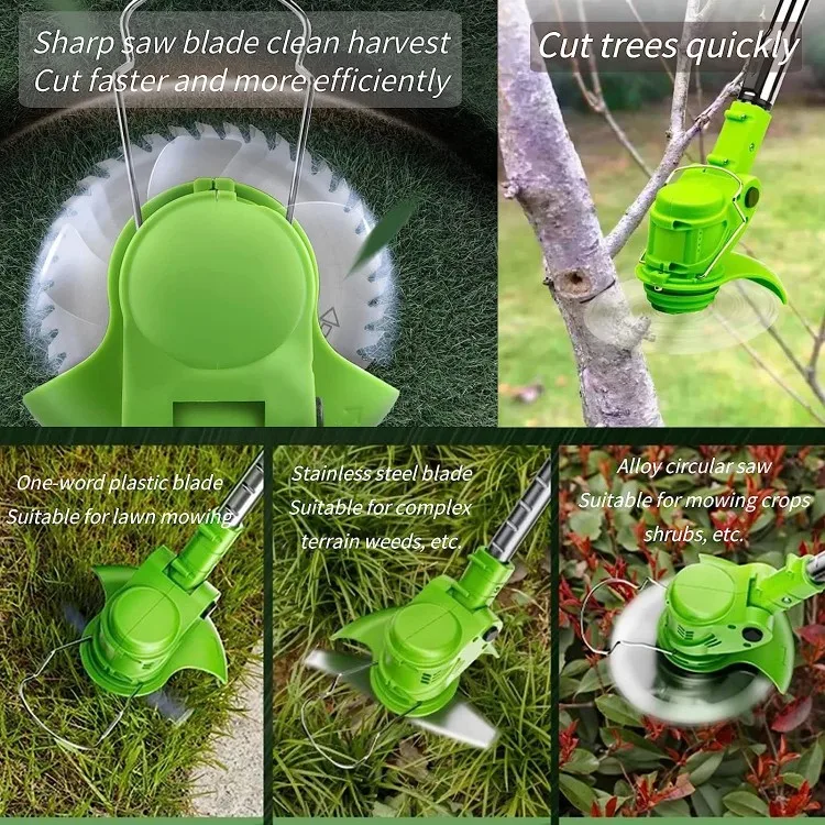 Garden Tools Lithium Battery Electric Rechargeable Grass Cutter With 2 Batteries