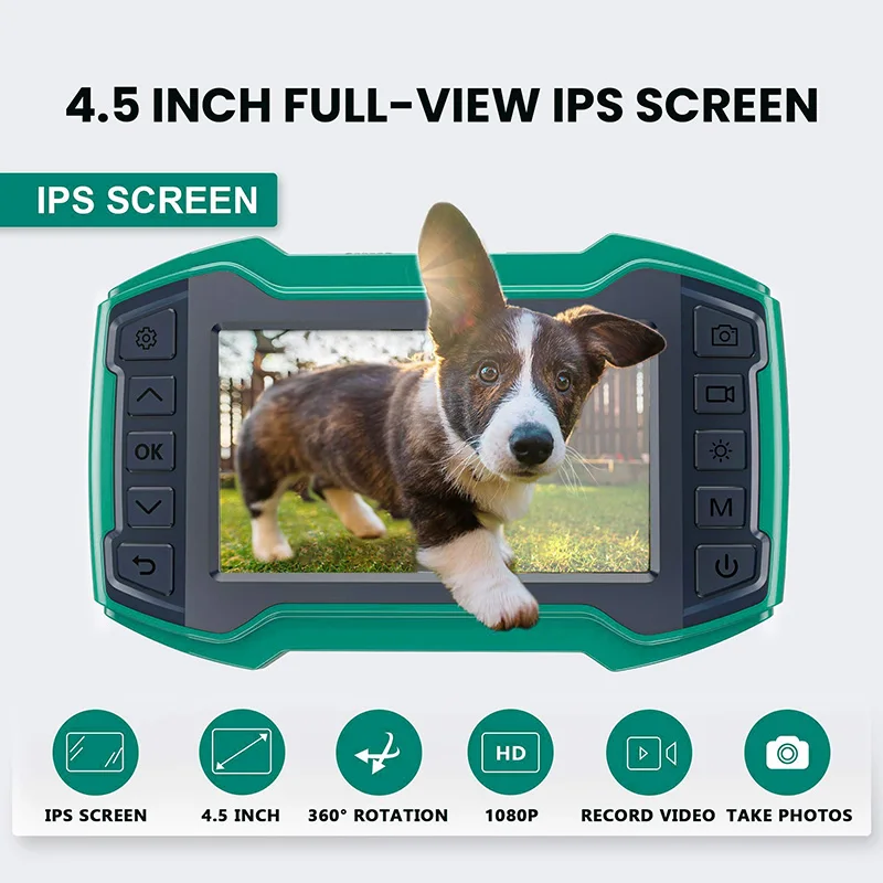 Profession Single Lens Industrial Endoscope Digital 4.5 'LCD Snake Camera 1080P HD IP67 Waterproof Inspection Camera 8 LED 1m