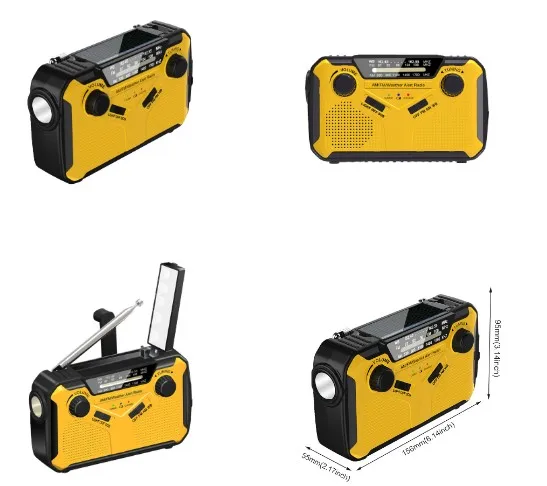 Emergency  Am/Fm Solar Hand Crank Led Flashlight Self Powered Weather Alert Radio 4000mah