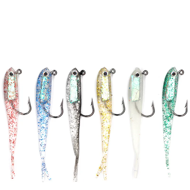 WONDERFUL 7.5cm 6g Luminous Shiner X Tail Bionic All Water Level Freshwater Soft Silicone Jig Lead Head Fish Lures