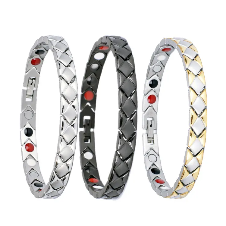 No minimum order can mix design stainless steel energy stone women magnetic bracelet