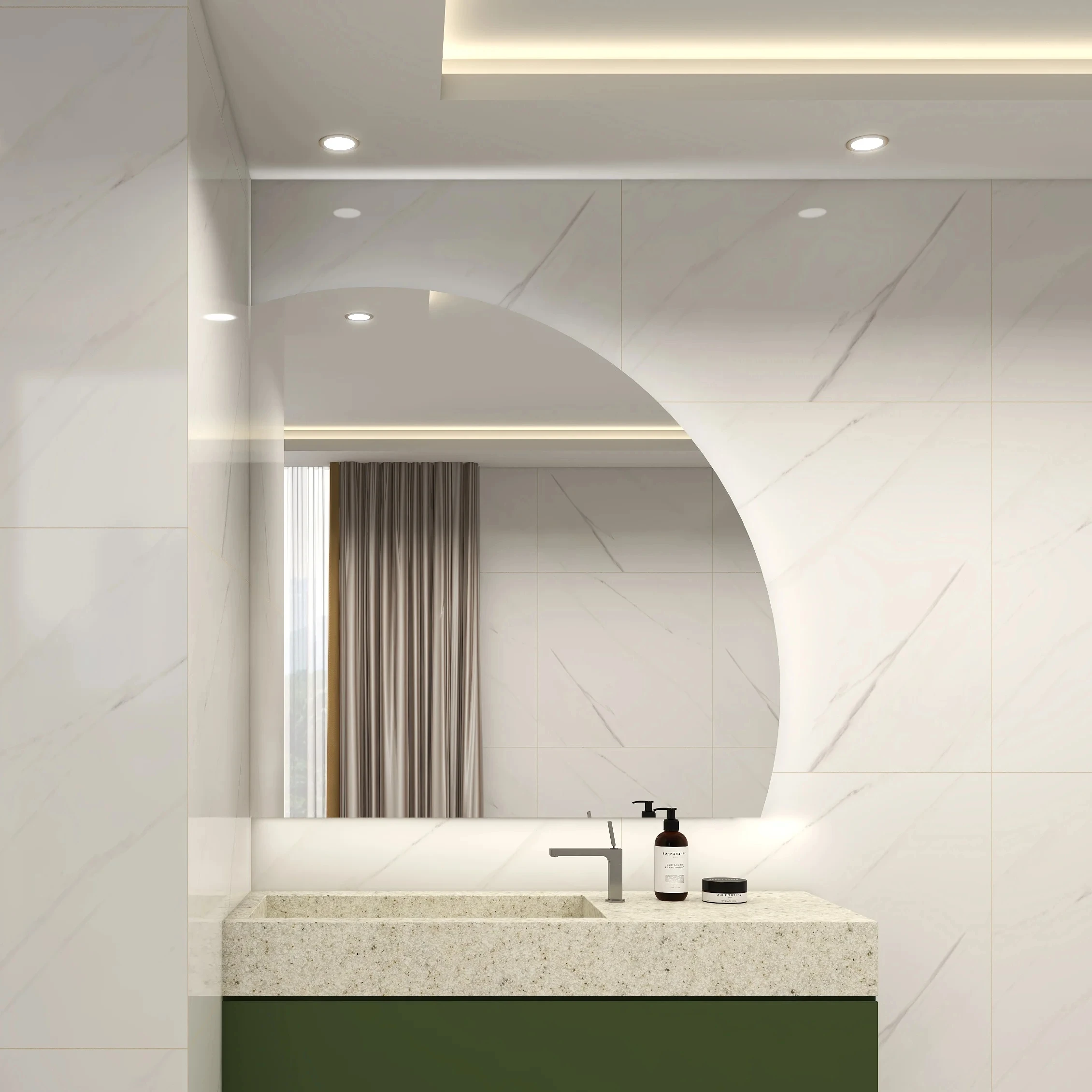 Полумное зеркало с подсветкой