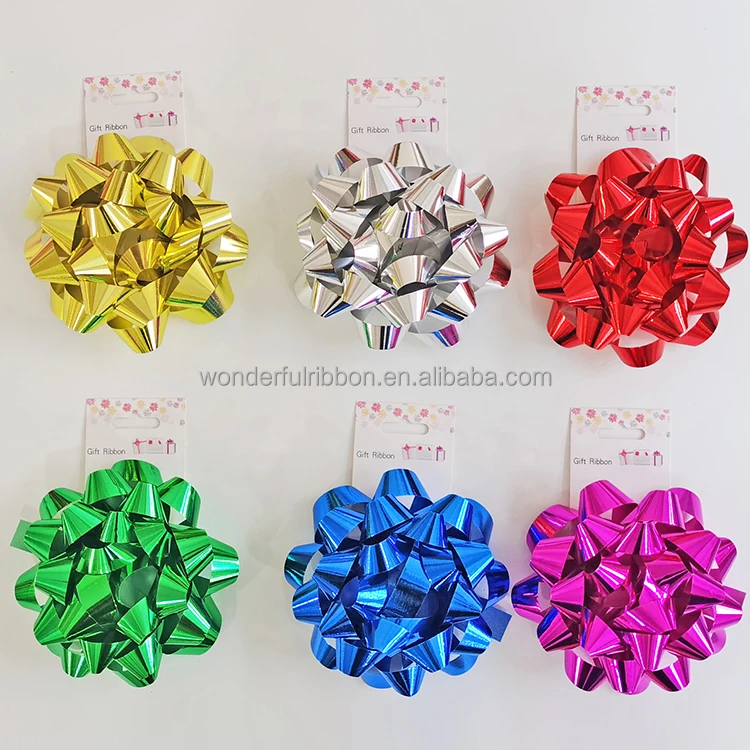 Wonderful gift wrapping Star Bow Box set 6 Inch colorful Floral bow Solid PP Plastic Bows Ribbon With Cardboard Gift Wrap