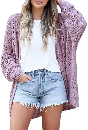Womens Crochet Cardigan Sweater Kimonos Boho Solid Color Oversized Summer Open Front Outwear