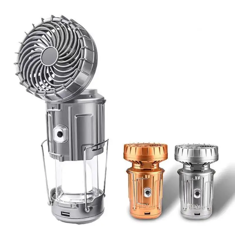 Hot Selling New Outdoor Ceiling Fan Abs Body Solar Charging Hook Emergency Lighting Tent Led Camping Light Flashlight