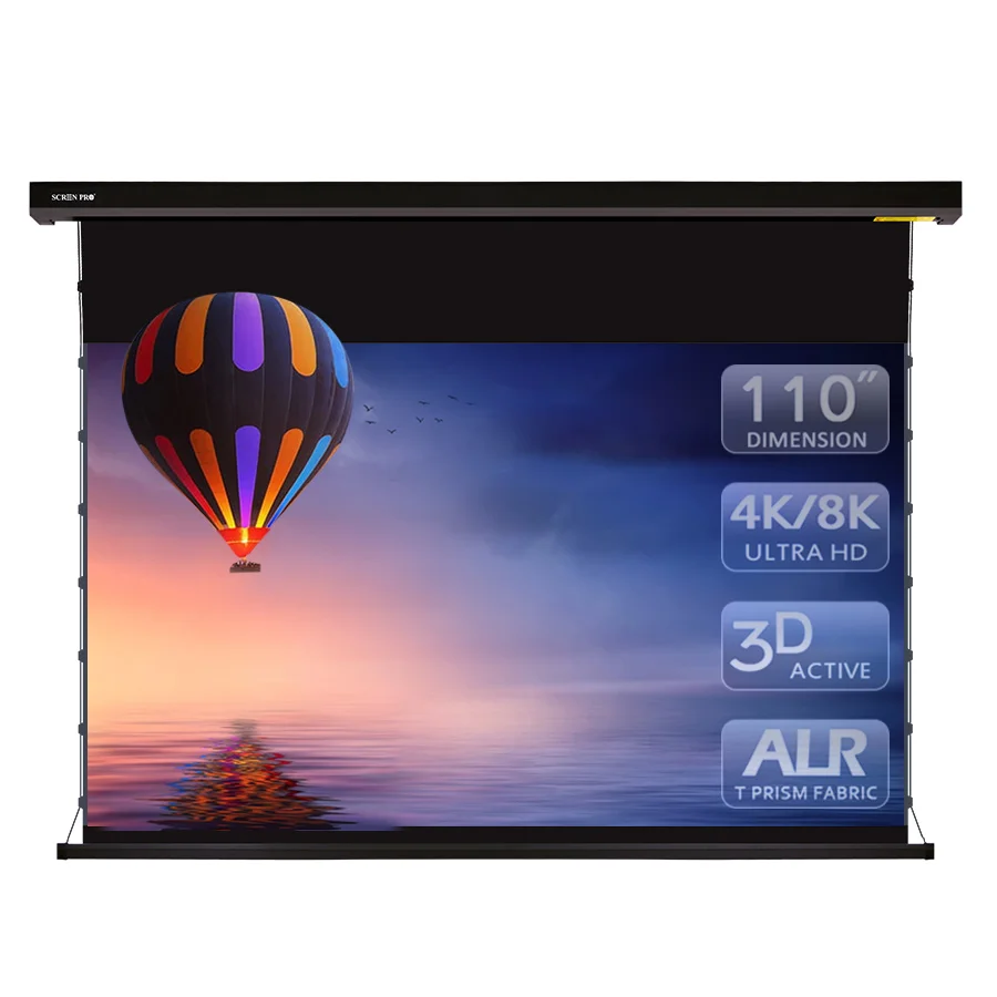 Электрический экран SCREENPRO 110 дюйма с ультракоротким фокусирующим окружающим светом, отклоняющий проекционные экраны для лазерного проектора UST