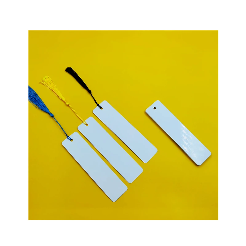 Manufacture Aluminum Sublimation Blank Bookmark Double Sides Metal Blank Bookmarks with Hole and Tassels