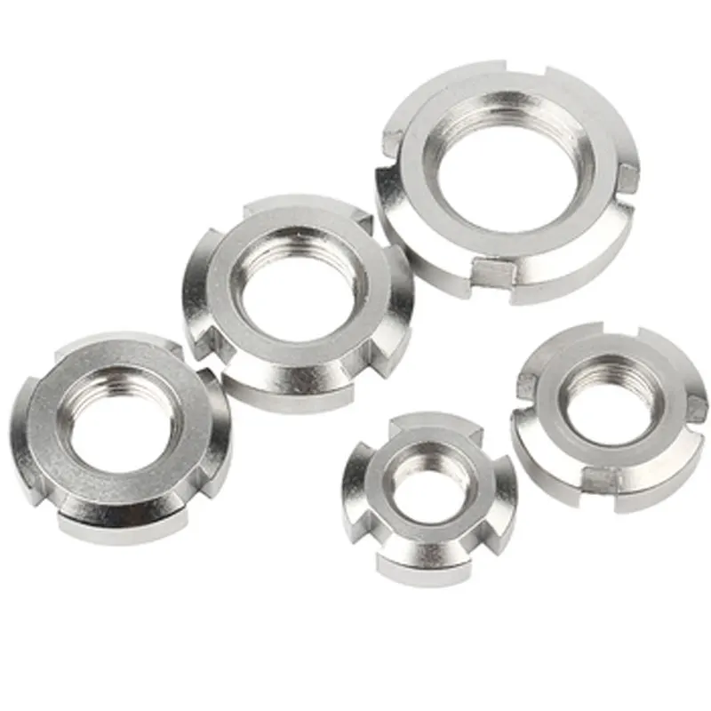 M6 M8 M10 M12 A2-70 A2-80 A4-70 A4-80 Stainless Steel Plain Polished Smooth Slotted Round Nut DIN1804