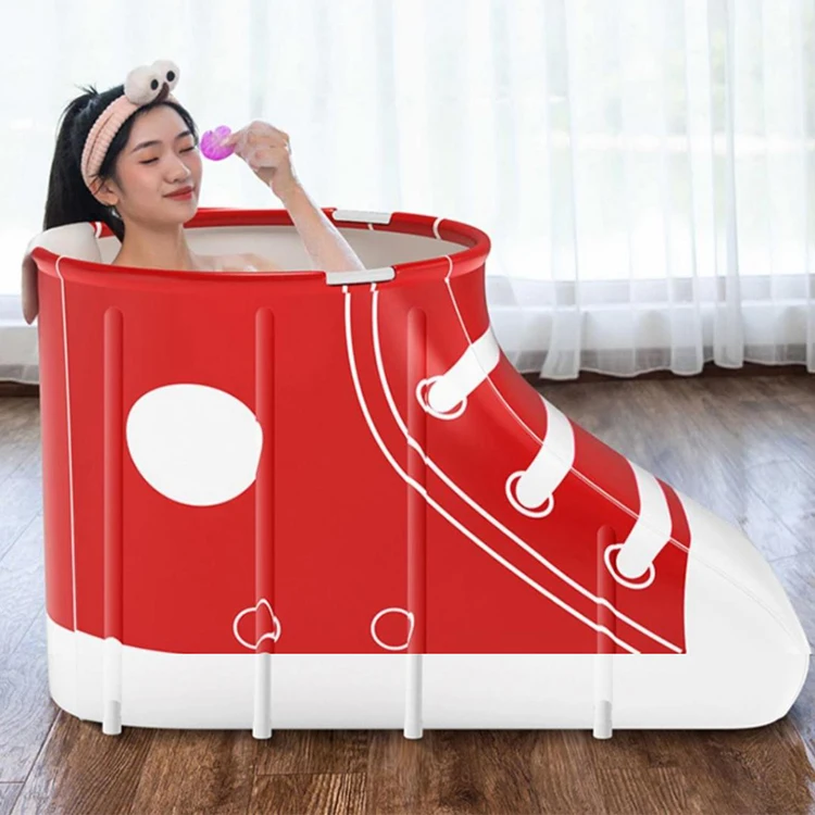 Portable Foldable Bathtub Shoe Type Bath Tub Comfortable Household Adult Single Bathing Bucket SPA Massage