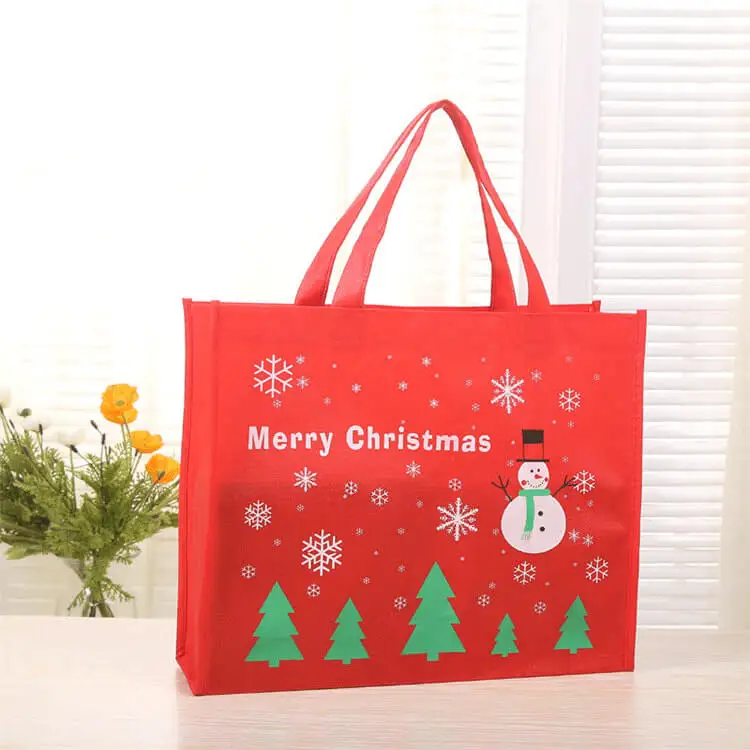 Christmas non woven bag laminated tote pp bags festival custom polypropylene non-woven laminate bags for shopping