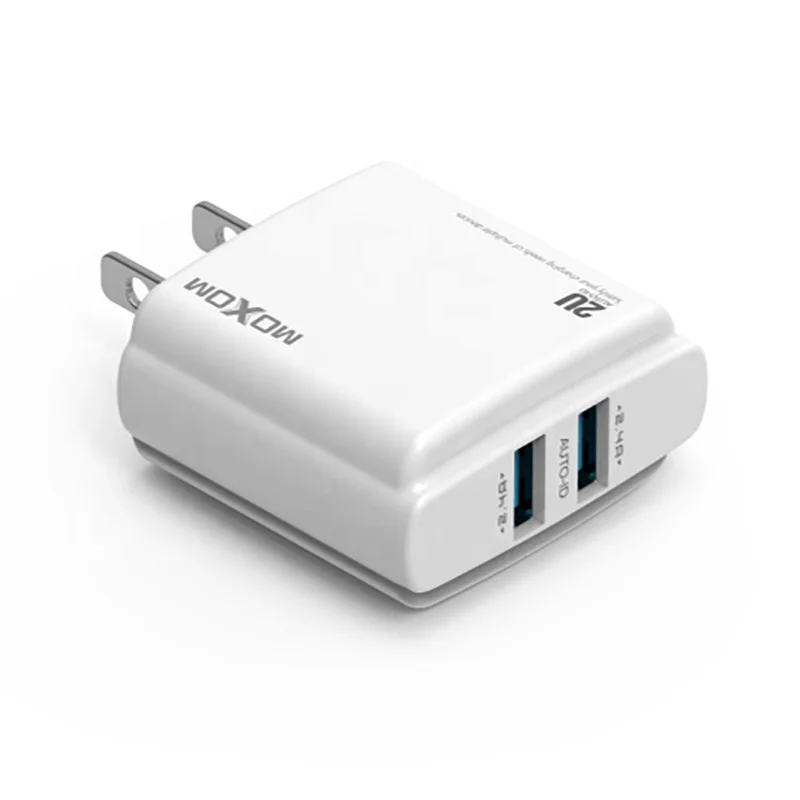 MOXOM USB Charger Head American US Plug Adapter 2.4A Power Adaptor Single Port Wall Charger for Travel Household