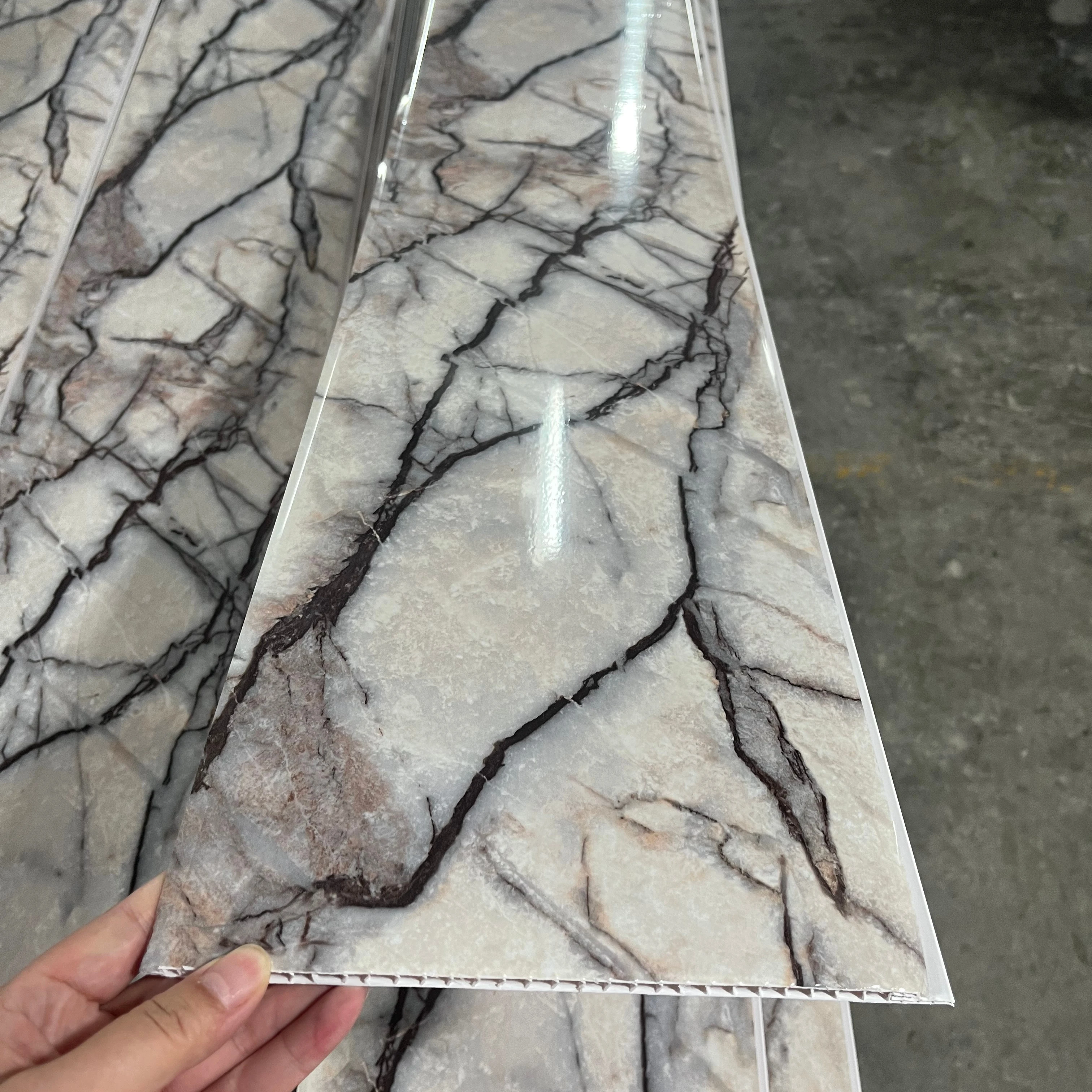 Wholesale PVC Ceiling Panel hot Stamping PVC panel faux marble design for shower room