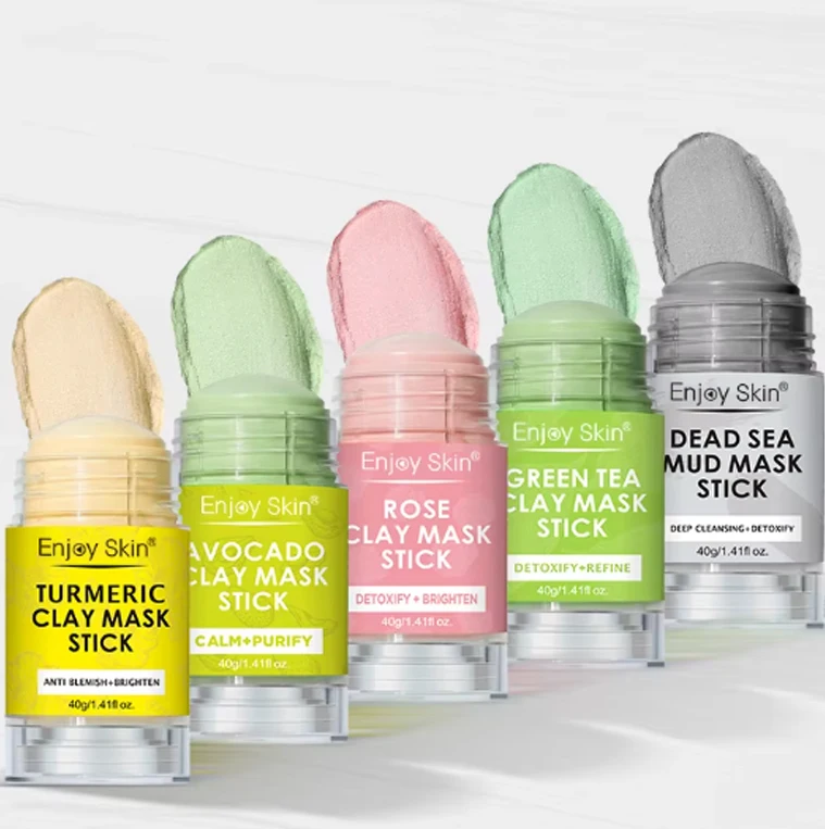 Natural Organic Five Tastes Facial Clay Mud Mask Stick Hyaluronic Acid Vitamin C Infused Deep Cleansing Nourishing Private Label