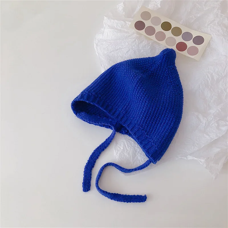 Cute Infant Baby Knitted Hat Toddler Boys Girls Soft Warm Ear Protection Bonnet Cap Kids Solid Crochet Beanies