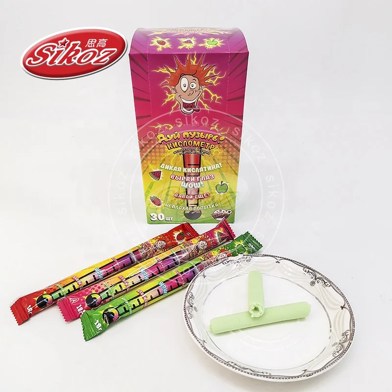 Fruit flavored bubble gum in a long box