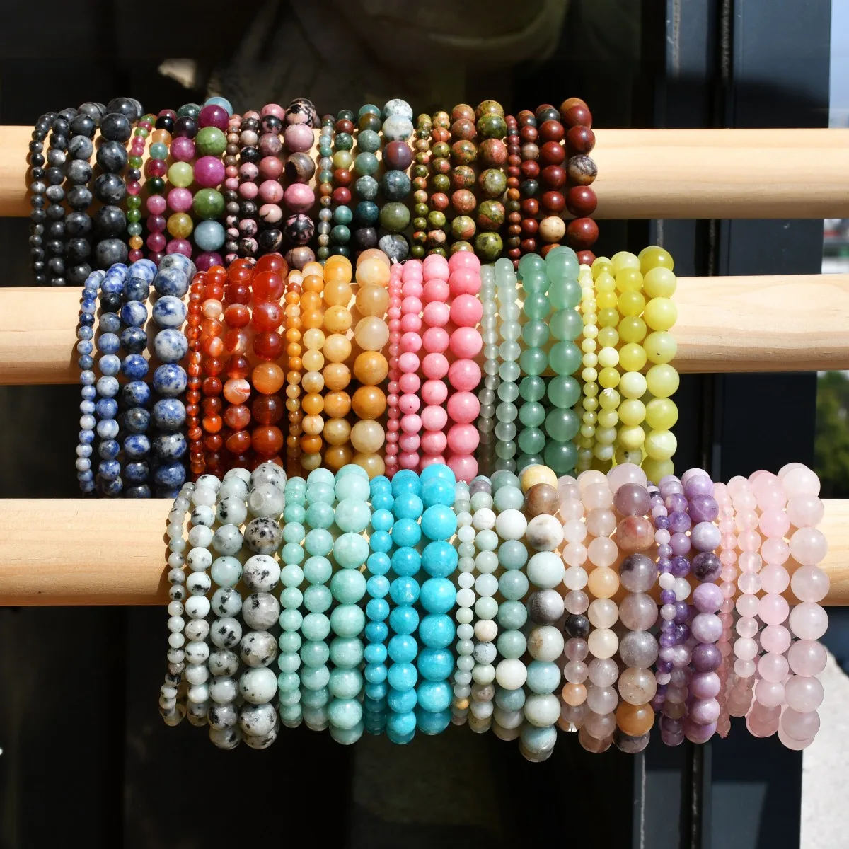Gemstone Beaded Bracelet Variety Gemstones Elastic Stone Bracelet 4/6/8 /10mm Round Beads Healing Stretch Bracelet Crystal Gift