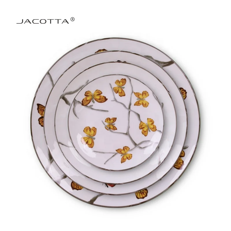 A ma zon top seller 2023 luxury salad bowl plates sets dinnerware butterfly Dinnerware Sets