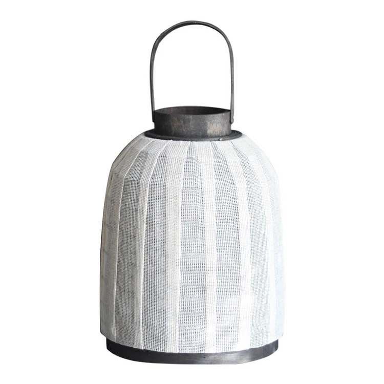 Rattan weaving storm lantern Bamboo Candle Holder With Hemp Rope Handle Outdoor And Indoor Both