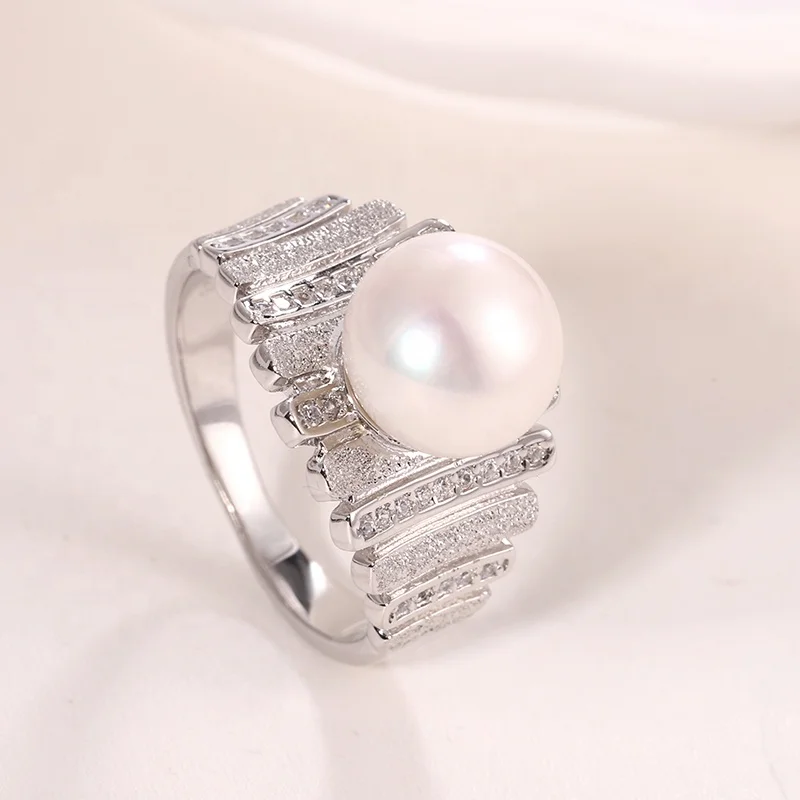 Luxury Jewelry Zircon Moissanite Pearl Minimalist Jewelry Silver 925 Adjustable Wedding And Engagement Ring For Women
