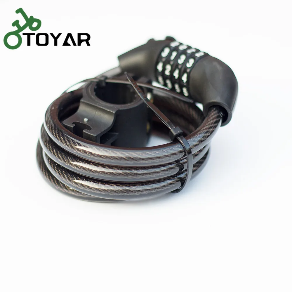4 Digit Resettable Combination Bike Steel Cable Lock with Mounting Bracket Anti-Theft Self Coiling Bicycle Cable Lock